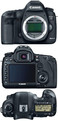 Le nouveau r&eacute;flex Canon 5d III vue de face, arri&egrave;re et dessus